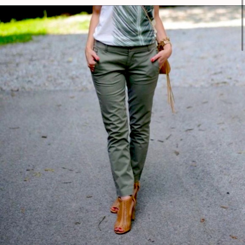 Jcrew stretch green chinos SZ 00